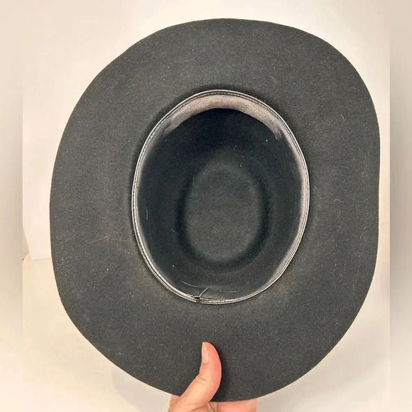 Felt Wool Cowboy Hat, S,  21.5”, Black, Stetson-Style, Western Country Festival - Picture 9 of 10